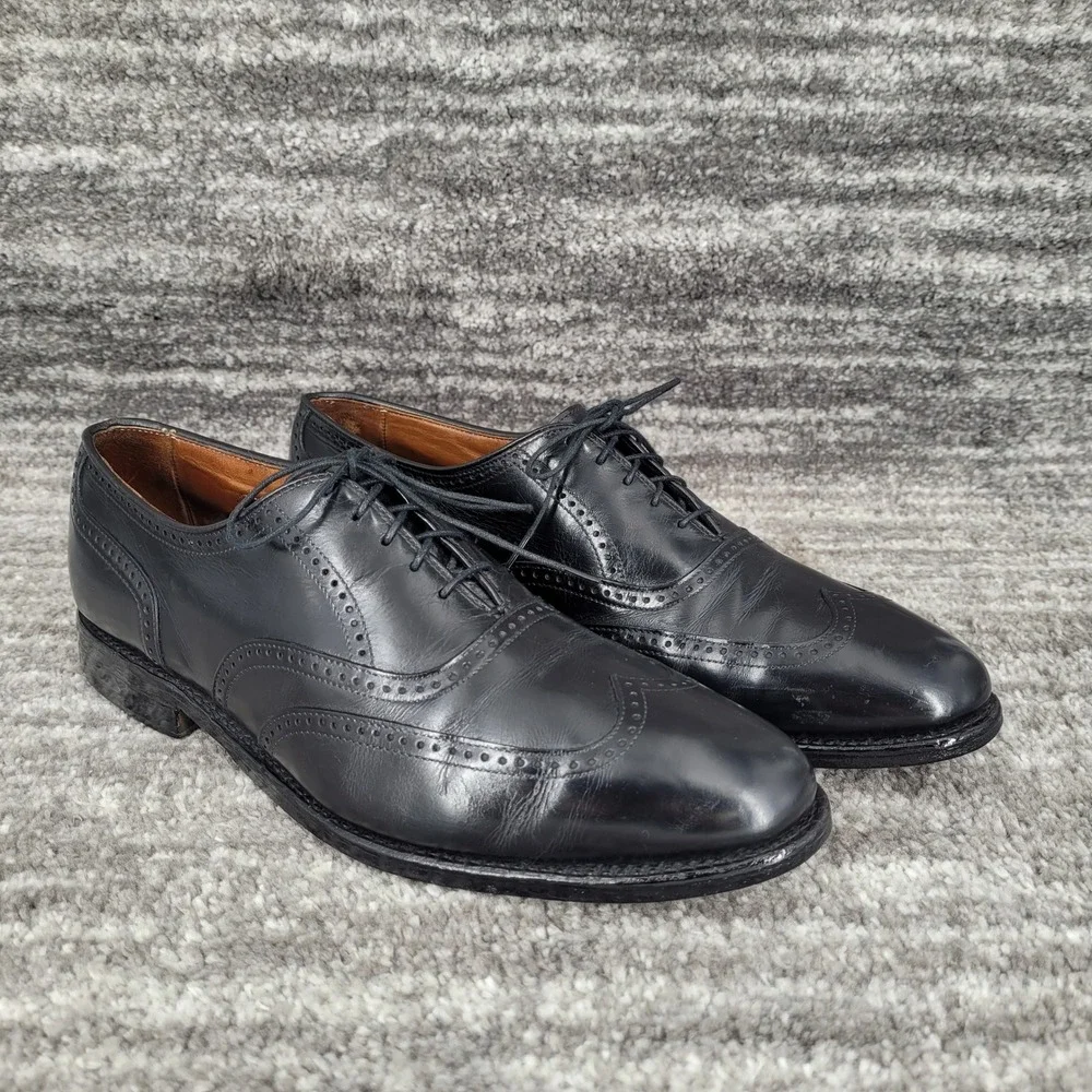 Allen Edmonds Marlow Mens Size 10D Black Leather Wingtip Oxford‎ Dress Shoes
